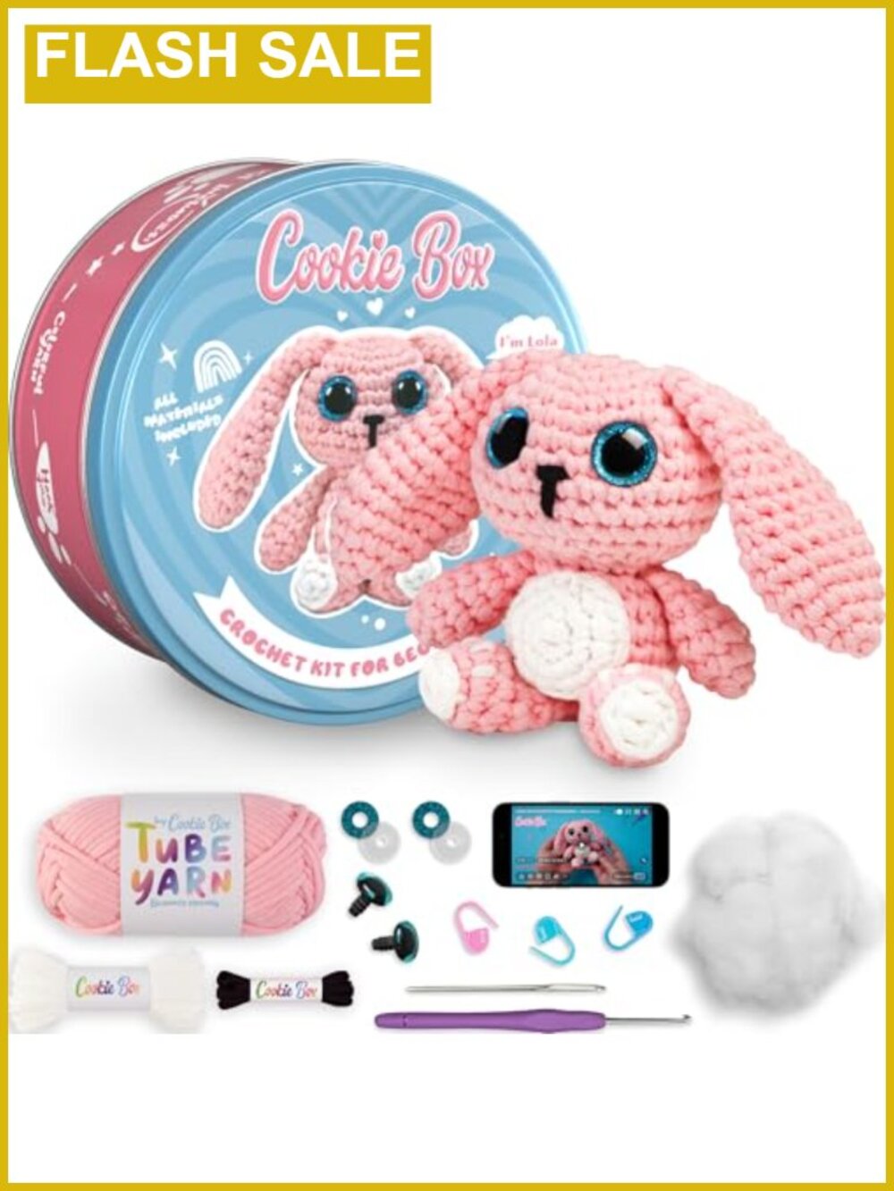 Crochet Kit for Beginners Bunny Lola Amigurumi Plushie DIY Craft Gift